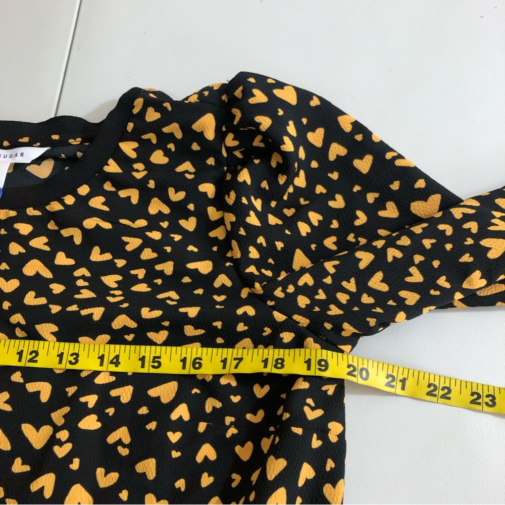 POPSUGAR Black and Mustard Heart Print Long-Sleeve Blouse - Picture 11 of 12